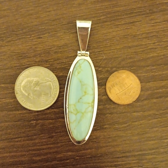 ATI 925 Mexico Silver Turquoise Pendant - Picture 7 of 7